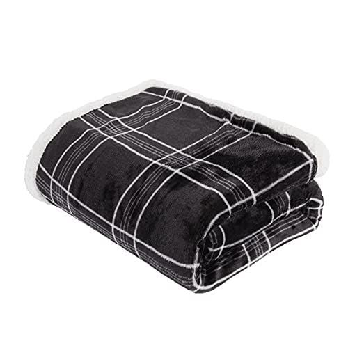 Cozy Check Printed Flannel Fleece & Sherpa Reverse Throw - 150x200cm