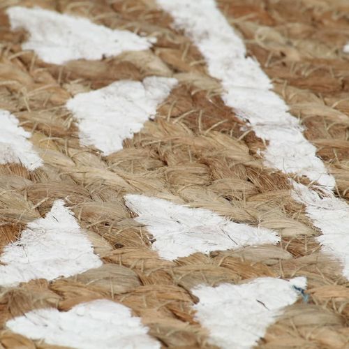vidaXL Handmade Rug Jute with White Print 120 cm