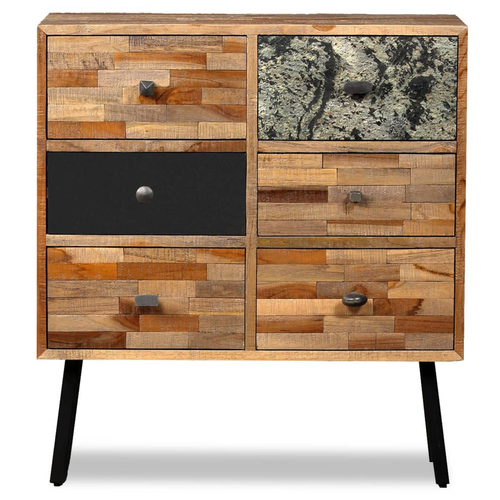 Elegant vidaXL 6-Drawer Side Cabinet in Reclaimed Teak - Stylish Storage Solution