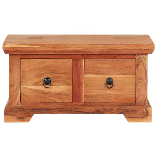 Elegant Solid Acacia Wood Coffee Table with Drawers - 66x70x35 cm