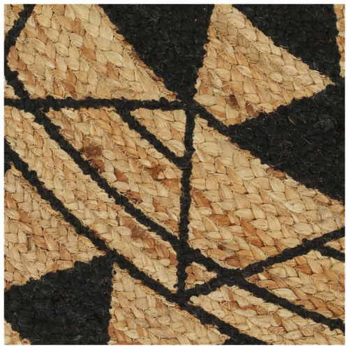 vidaXL 150 cm Handmade Jute Rug with Black Print - Natural Elegance