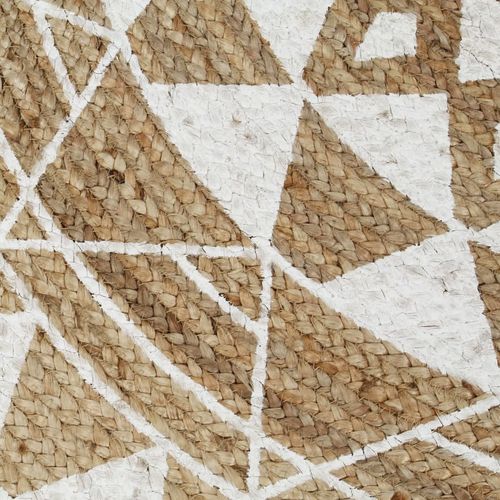 vidaXL Handmade Rug Jute with White Print 150 cm