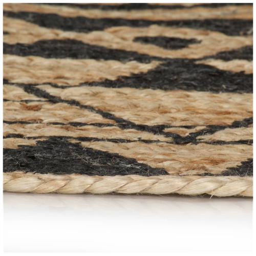 vidaXL 150 cm Handmade Jute Rug with Black Print - Natural Elegance