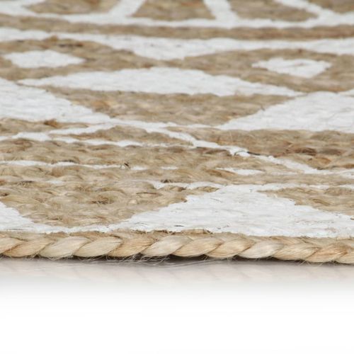 vidaXL Handmade Rug Jute with White Print 150 cm