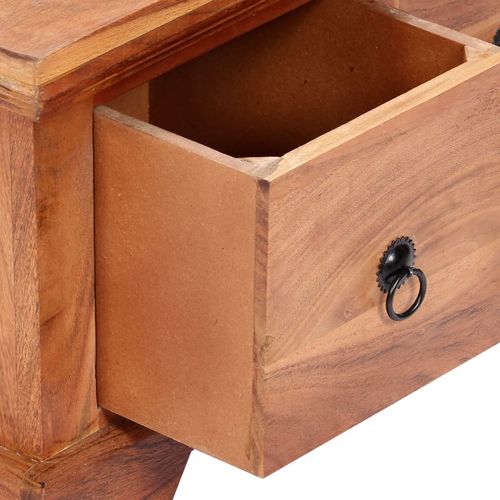 Elegant Solid Acacia Wood Coffee Table with Drawers - 66x70x35 cm