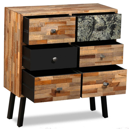 Elegant vidaXL 6-Drawer Side Cabinet in Reclaimed Teak - Stylish Storage Solution
