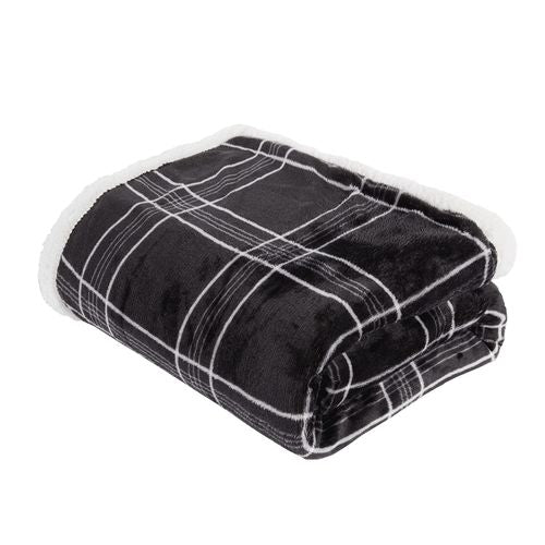 Cozy Check Printed Flannel Fleece & Sherpa Reverse Throw - 150x200cm