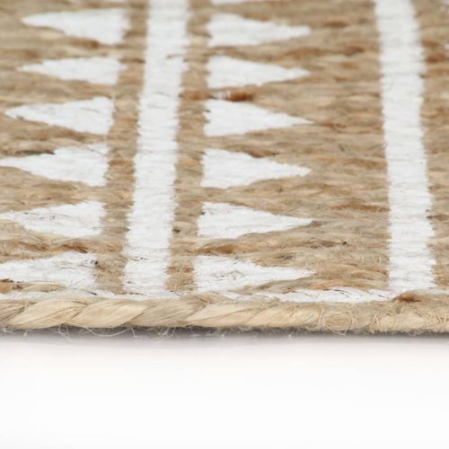 vidaXL Handmade Rug Jute with White Print 120 cm