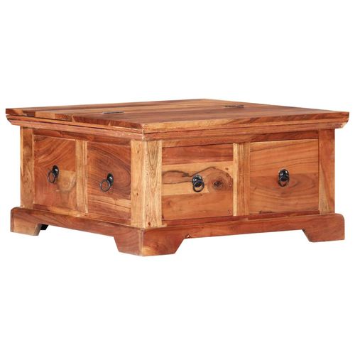 Elegant Solid Acacia Wood Coffee Table with Drawers - 66x70x35 cm