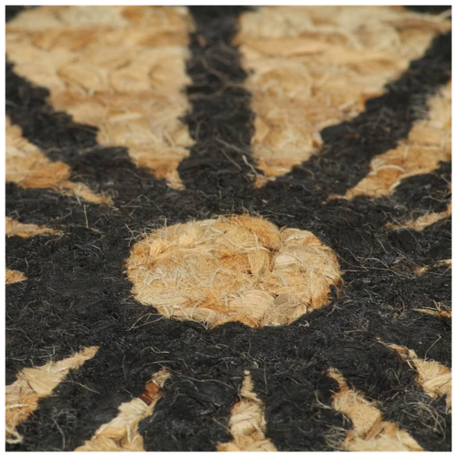 vidaXL 150 cm Handmade Jute Rug with Black Print - Natural Elegance